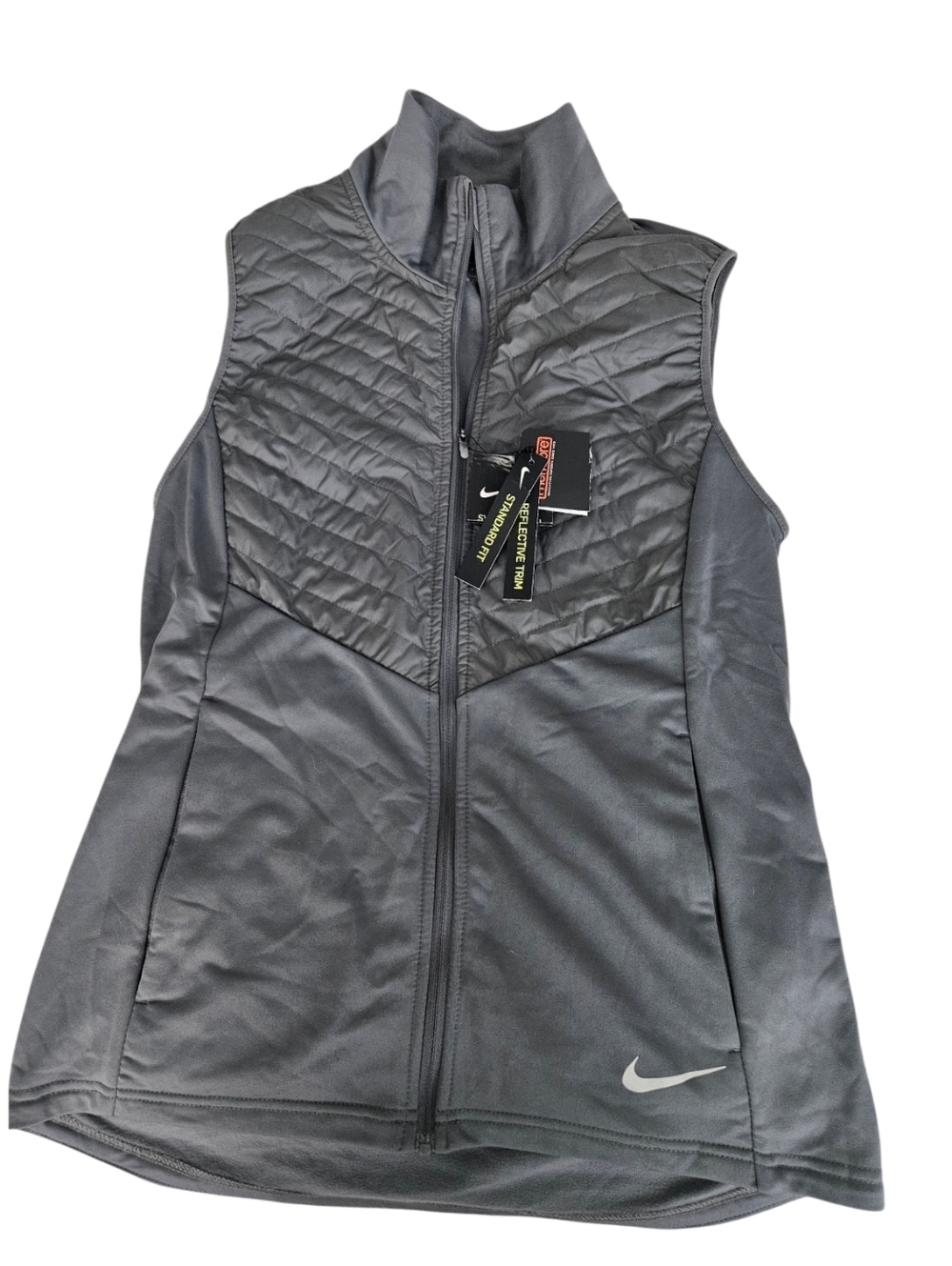NWT Nike Women's Dark Gray Quilted Hybrid Vest - Picture 2 of 8